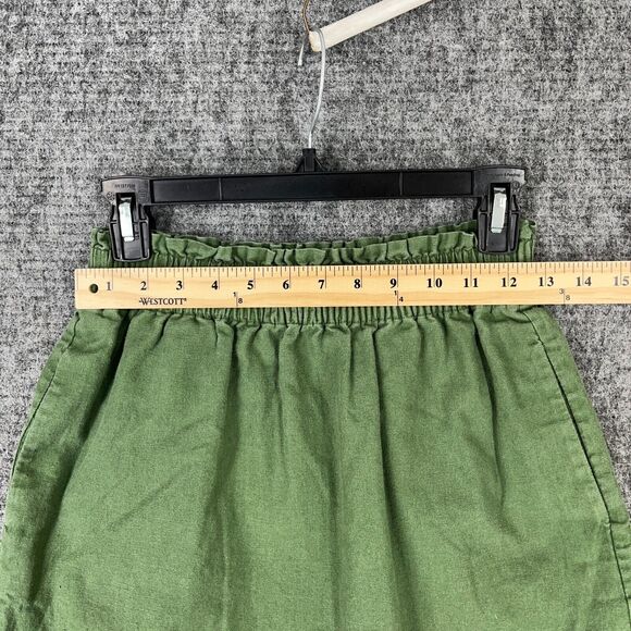 J.Crew Skirt Womens 2 Sage Green Elastic Adjustable Waist Cotton Linen Textured - Picture 8 of 10